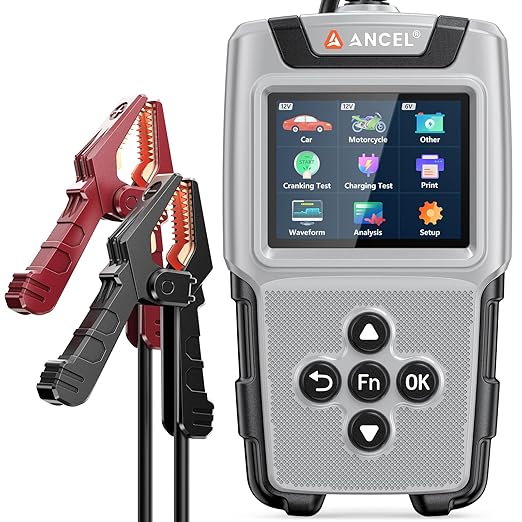 ANCEL BA101 Plus Car Battery Tester 6V 12V Load Tester,20-2000 CCA Digital Automotive Alternator Analyzer, Charging Cranking System Diagnostic Tool for Car, Truck, Motorcycle, SUV, Boat, RV, and More
