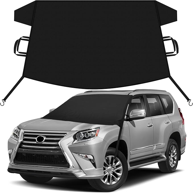 EcoNour Car Snow Cover Compatible for Lexus GX460 | Windshield Cover for Ice and Snow with S-Hook Straps | Heavy-Duty 600D Oxford Winter Car Cover, Waterproof & Anti-Slip