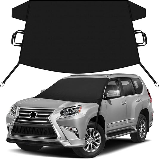EcoNour Car Snow Cover Compatible for Lexus GX460 | Windshield Cover for Ice and Snow with S-Hook Straps | Heavy-Duty 600D Oxford Winter Car Cover, Waterproof & Anti-Slip