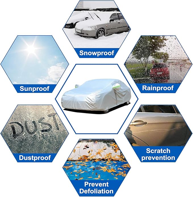 KouKou 6 Layers Car Cover Custom Fit VW Atlas from 2017 to 2025, Waterproof All Weather for Automobiles, Sun Rain Dust Snow Protection. (Ships from US Warehouse, Arrive Within 3-7 Days)