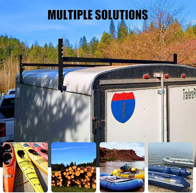 Adjustable Roof Ladder Racks,Trailer Ladder Racks Fit for 4'-7' Enclosed Trailers Cargo Vans Trucks – 2 Pack, Black