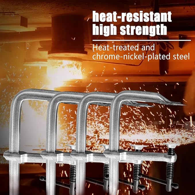 2-Pack 12-Inch Heavy-Duty F-Clamps for Welding, Woodworking & Metalworking – 1320 lbs Load Capacity, 4-3/4 Inch Throat Depth, All-Steel Construction (2-Pack - 12 Inch - 4-3/4 Inch)