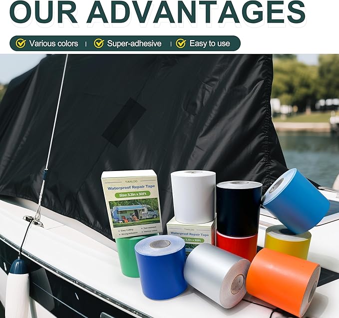Waterproof Repair Tape for Fabric,RV Awning,Boat Covers,Tents,Tarp,Heavy Duty Outdoor Repair Patch - 2.8IN x 30FT（Orange）