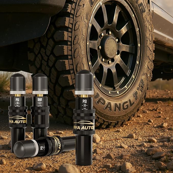 4PCS Tire Deflator(10-30 PSI),Adjustable Auto-Stop Tire Deflators Offroad Accessories,Air Down Tire Deflators 4x4,Screw-on Air Down Tire Tool for Trucks,Motorcycle,Jeep