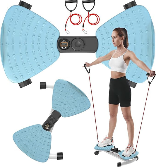 Waist Twister Machine, Adjustable Exercise Twist Board for Women Men, Noiseless Ab Twister for Home Gym Equipment, 330 lbs Capacity | Track Time, Reps, Calories with Digital Display