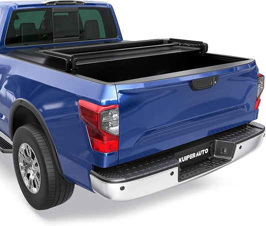 Soft Tri Fold Truck Bed Tonneau Cover Compatible for Nissan Titan 2004-2015 Fleetside 5.6FT 67" 3-Fold Bed