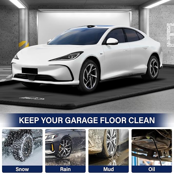 Garage Car Mat, 7'9" x 18' Non-Slip Garage Floor Mat, Heavy Duty Waterproof Containment Mat for Snow Ice Water and Mud