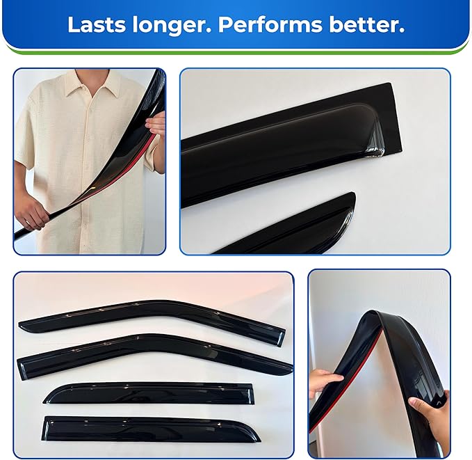 KPY Window Visor Compatible with Mazda CX-7 2008-2011 (CX7), 4PC Rain Guard Side Window Vent Deflectors Tape-On Mugen Style, 2008 2009 2010 2011