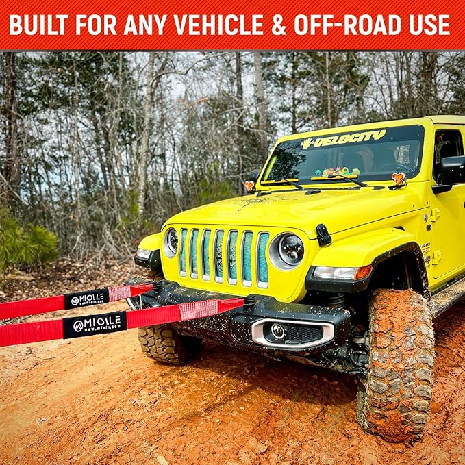 MiolleGear Tow Strap 2”x20’- 20990 lbs MBS (Lab Tested) Recovery Strap Kit Includes: Tow Rope, Storage Case