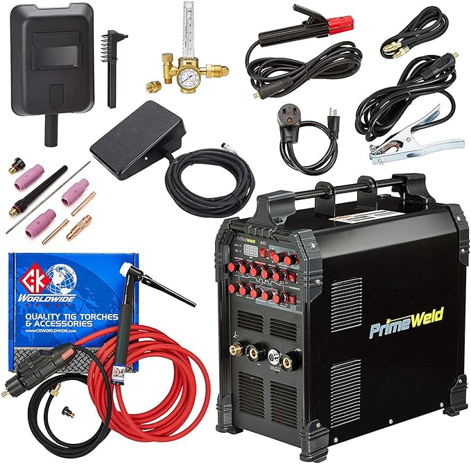 PRIMEWELD TIG225X 225 Amp IGBT AC DC Tig/Stick Welder with Pulse CK17 Flex Torch and Cable