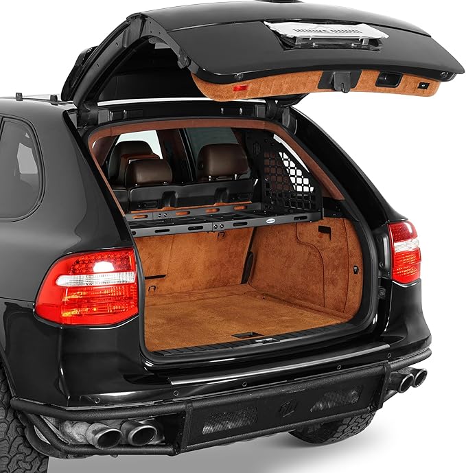 Hooke Road Cayenne Cargo Rack Basket & Window Molle Panel for 2003-2010 Porsche Cayenne 955 957, Trunk Organizer Storage Shelf for Overland Camping Gear