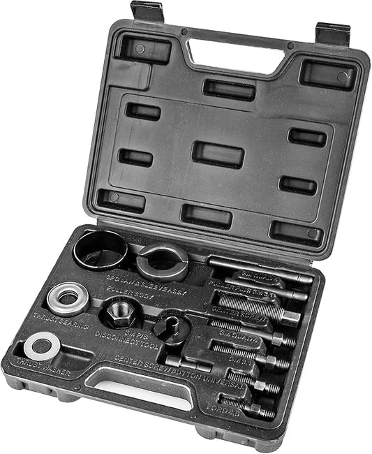 14PCS Power Steering and Alternator Pulley Tool Kit, Replace Vehicle Steering Pump and Car Repair Tools, Essential Car Repair Tools for Mechanics with Storage Case