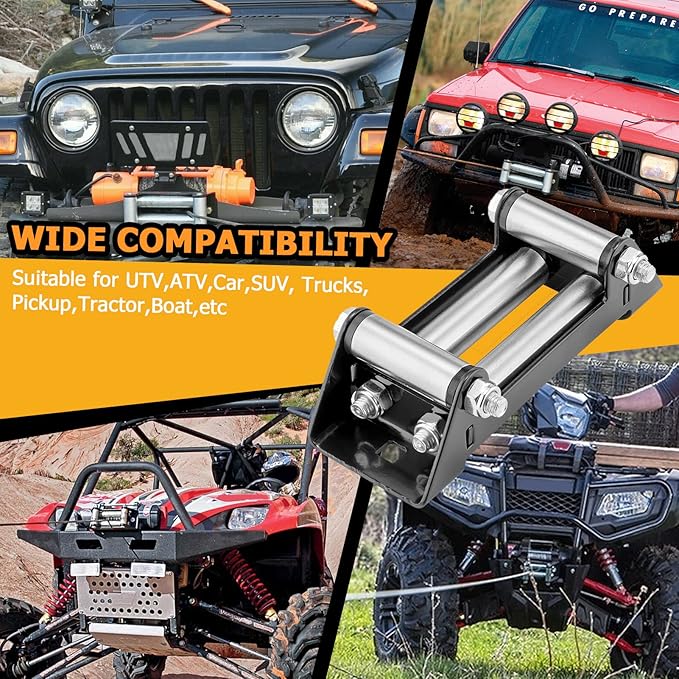 WeiSen 6" (152MM) Winch Roller Fairlead Cable Guide fit 4000-5500 LBS UTV Winches
