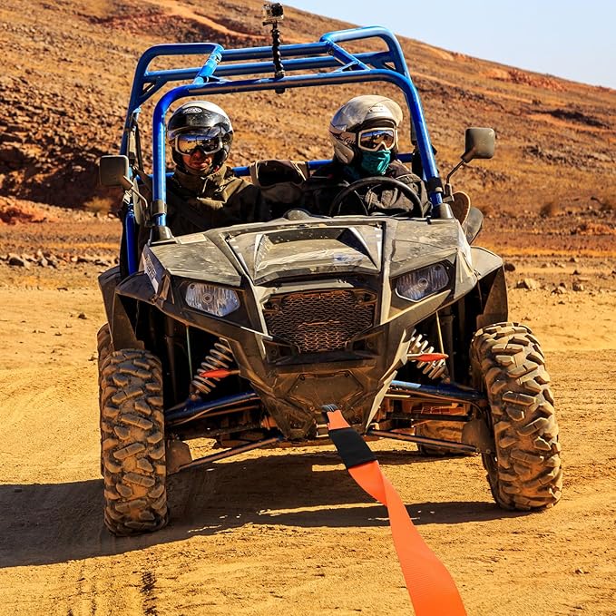 Windyun 3" x 50 ft Recovery Tow Strap Road Straps Heavy Duty Tow Rope Recovery Rope with Reinforced Loops and Protective Sleeves for Vehicle Truck Winching Gear Accessories 20, 000 Lbs