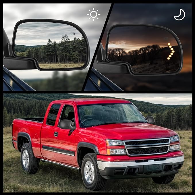 DWVO Towing Mirrors Compatible with 2003 2004 2005 2006 Chevy Silverado GMC Sierra Series Pickup, Tow Mirrors Pair with Manual Folding Power Adjustable Heated Set