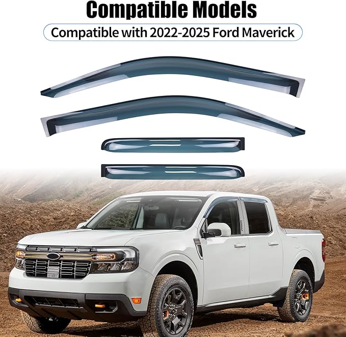 Window Visors Rain Guards Compatible with Ford Maverick XL XLT Lariat 2022 2023 2024 2025 Window Wind Deflectors Vent Shades Transparent Version