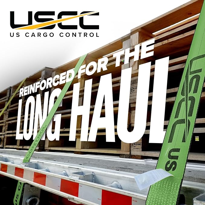 US Cargo Control Winch Straps 4" x 30' (4-Pack), 5,400 LBS Working Load Limit, Heavy Duty Flatbed Tie Downs with Flat Hooks, Green 4 Inch Straps for Flatbed Trailer, Truck, and Cargo Securement