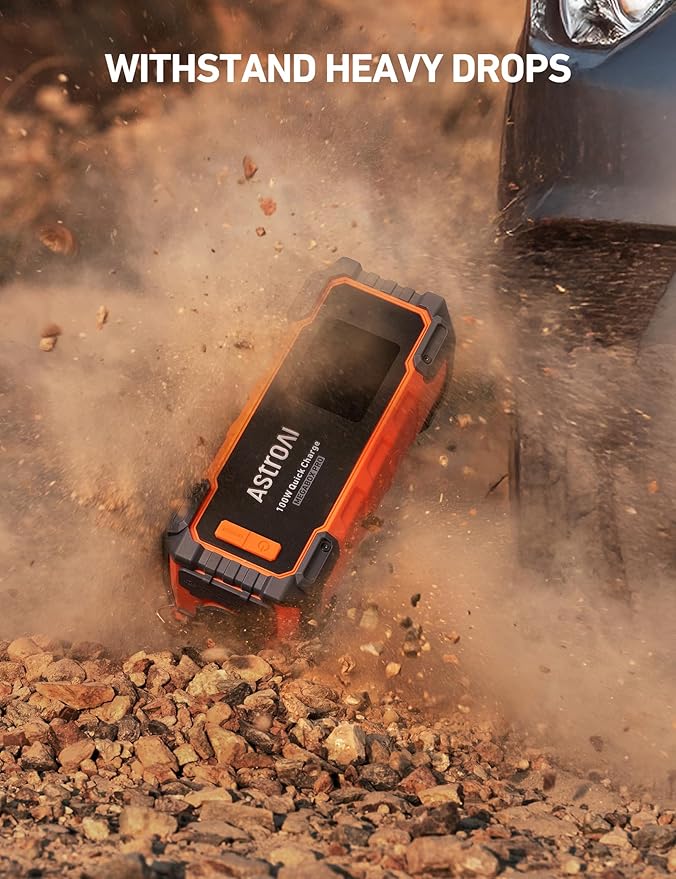 AstroAI Car Battery Jump Starter 6000A Peak 27000 mAh Portable Charger and Jumper Cables for All Gas/12.0L Diesel Lithium Car Jump Starter Battery Pack Cables, 100W Fast Charging