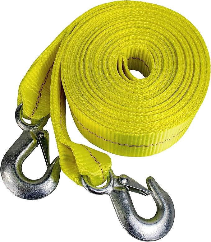 HFS(R) Heavy-Duty Tow Strap with Hooks | 10,000-Pound Capacity | Woven Polyester Webbing |HD Truck Recovery, ATV Towing, and Vehicle Rescue |Tow Rope for Versatile Applications 2 Inch X 30 Ft