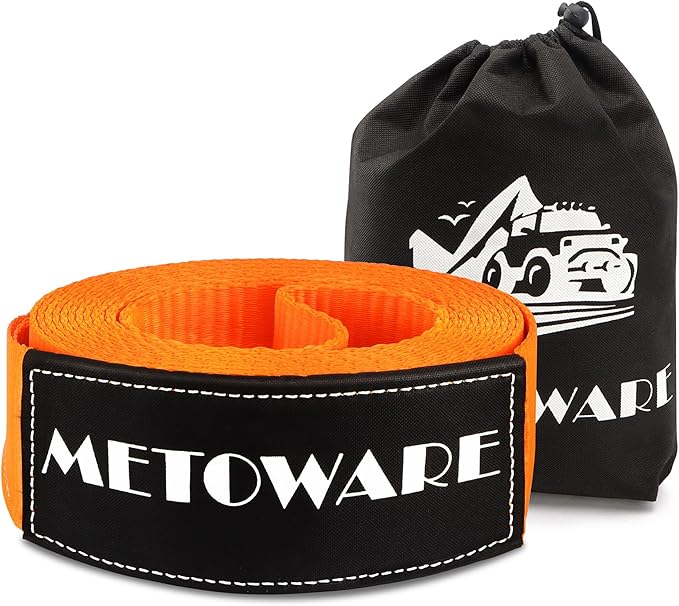 METOWARE Heavy Duty Tow Strap Recovery Kit - 4" x 20ft(40,000lbs) Tree Saver Winch Strap + Storage Bag - Truck, SUV, ATV Off Road Towing Strap Kit