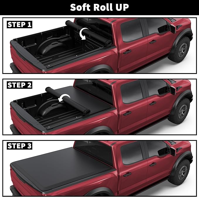 Soft Roll Up Truck Bed Tonneau Cover Compatible for 2019-2024 2025 Chevy Silverado/GMC Sierra 1500 Fleetside New Body Style 5.8FT 69.3Inch