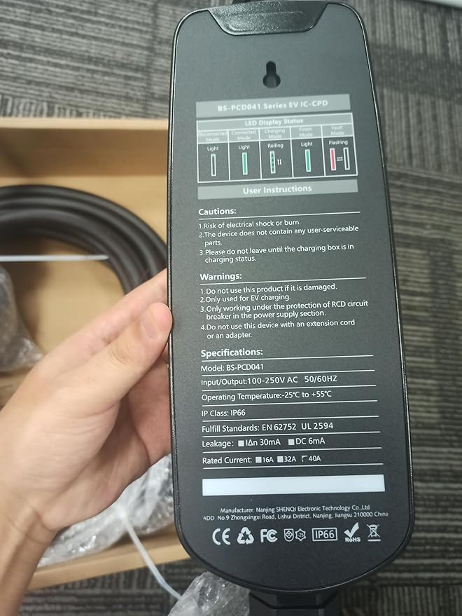 40Amp EV Charger Level 2,25ft NEMA 14-50 9.6KW Portable Electric Vehicle Charging Station for Electric and Hybrid Vehicles