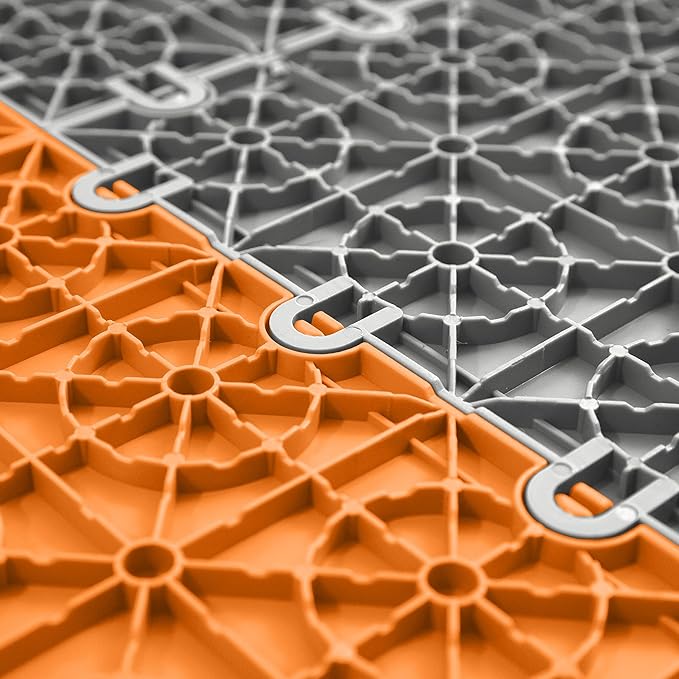 IncStores Nitro Garage Tiles 12"x12" Interlocking Garage Flooring (52-12"x12" Tiles, Harley Orange Diamond)
