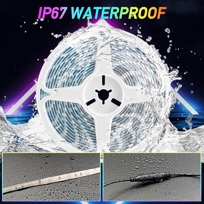 16.4FT RV Awning Lights, 12V Camper LED Light Strip with Remote and APP Control, Waterproof RV Exterior Strip Lights for Canopy Motorhome Travel Trailer Camping BBQ Kitchen (1PC-16.4FT New)