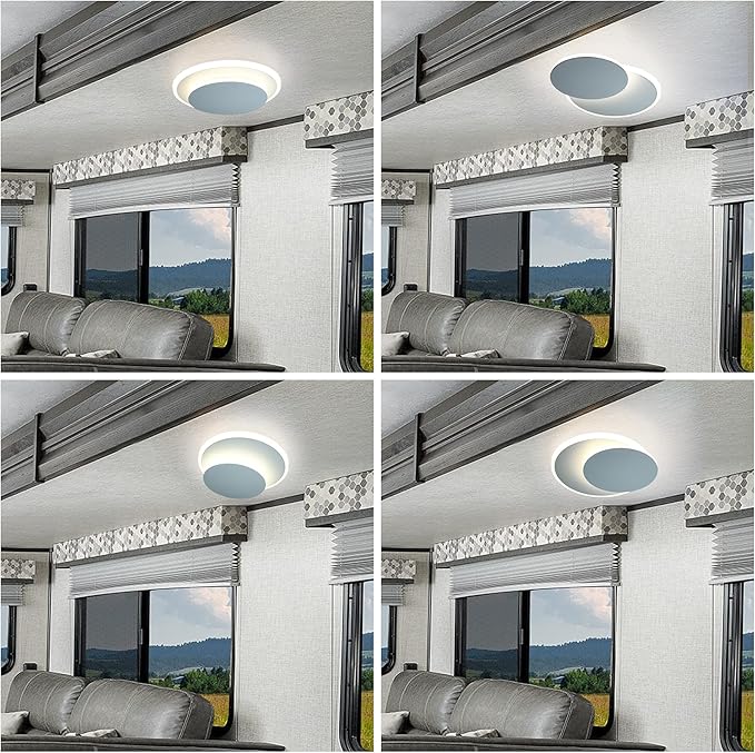 Facon 12V LED RV Ceiling Light & Dinette Light Fixture - 12W 900LM 4000K Cool White RV Interior Light for Camper, Trailer, Motorhome | Sleek Acrylic 12V RV Pendant Light Fixture with Switch