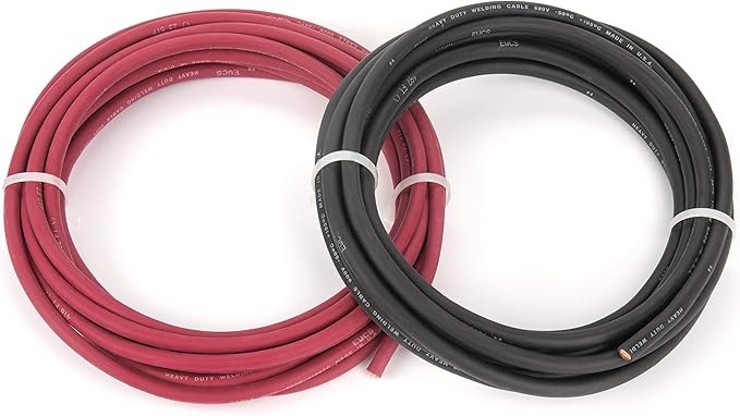 EWCS 4 Gauge Premium Extra Flexible Welding Cable 600 Volt 25 Feet Each Black+Red