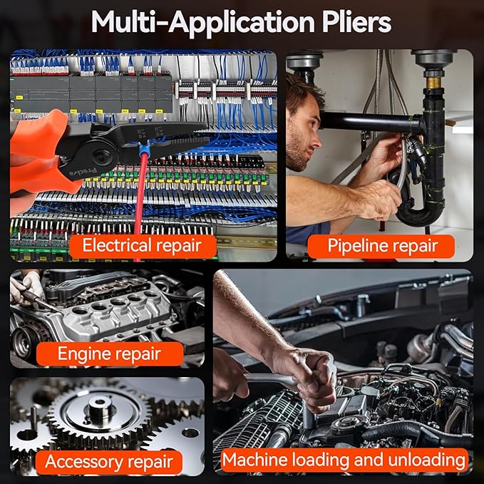 Preciva Snap Ring Pliers Set - Internal/External Circlip Pliers with 4 Pcs Straight/Bent Jaws, Heavy Duty Retaining Ring Pliers for Bearing Installation and Removal