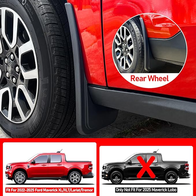 Mud Flaps for Ford Maverick 2025 2024 2023 2022,Upgrade Splash Guards 4PCS Mudguard Replacement for Maverick Accessories,No Drilling Required All Weather Fender Front Rear Mud Grards