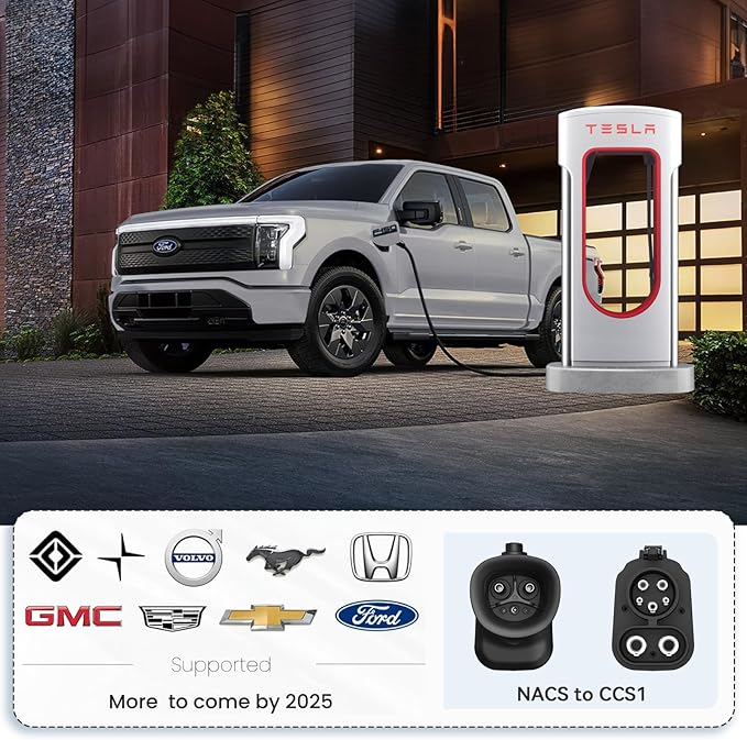 Tesla Fast Supercharger Adapter, NACS to CCS1 Charging Adapter, Max 500A 1000V for Ford, Rivian, GM,Volvo, Polestar, Electric Vehicle, Compatible with V3 V4 Tesla Station