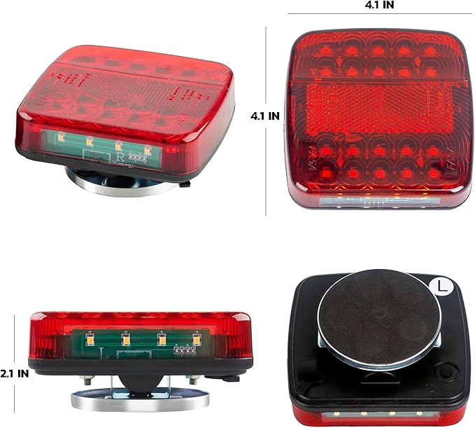 Wireless Trailer Lights Magnetic, Rechargeable LED Tow Trailer Lights Kit IP65 Waterproof for Truck Boat Camper RV