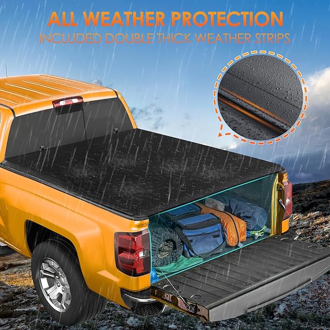 Nilight Soft Roll Up Truck Bed Tonneau Cover Compatible with Chevy Silverado 1500/ GMC Sierra 1500 2019 2020 2021 2022 2023 2024 2025 6.6ft