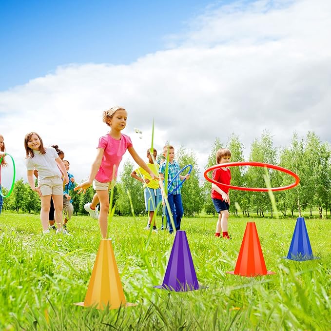 Leelosp 48 Pack 7" or 9" Plastic Traffic Cones Agility Field Marker Soccer/Safety/Sports/Training Cones for Skating Basketball Football Practice Drills Themed Party Decorations