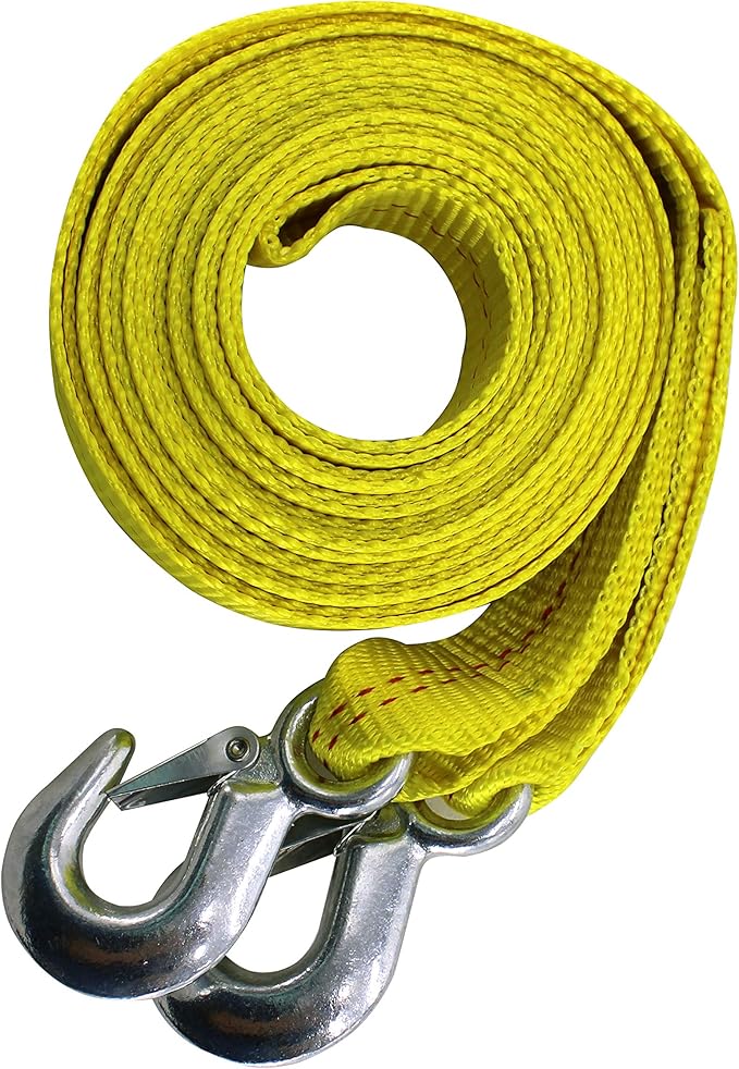 HFS(R) Heavy-Duty Tow Strap with Hooks | 10,000-Pound Capacity | Woven Polyester Webbing |HD Truck Recovery, ATV Towing, and Vehicle Rescue |Tow Rope for Versatile Applications 2 Inch X 20 Ft