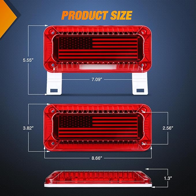 Nilight RV Tail Light 2PCS 72 LED Red Running Stop Brake Turn Signals White License Plate Lights Surface Mount Waterproof Taillights for Caravan Camper Van