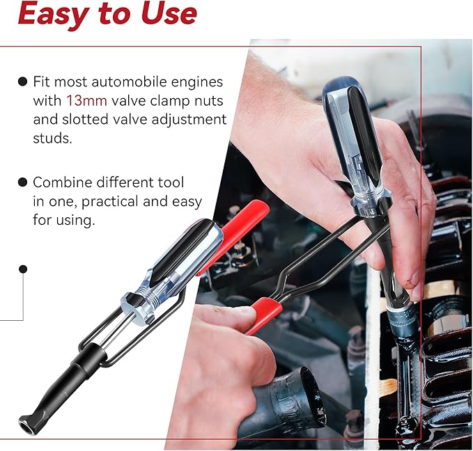 Dreyoo 13mm Valve Adjustment Tool Jam Nut, Slotted Valve Adjusting Stud, Valve Grinding Tool Compatible with Honda/Nissan Auto Vehicle Engines, Valve Lapping Guiding Removal Tool