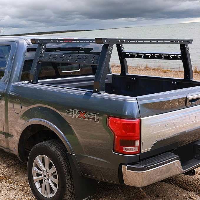 Adjustable Truck Bed Rack for Most Truck, Overland Bed Rack Compatible with Gladiator/Ford/Tundra/Tacoma/Dodge/Chevy/Nissan, Ladder Rack for Kayak, Surfboard, Lumber, Ladder