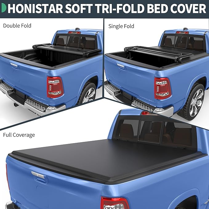 Soft Tri-fold Truck Bed Tonneau Cover Compatible with Nissan Frontier 2005-2026, 5 Ft Bed (NOT for México)