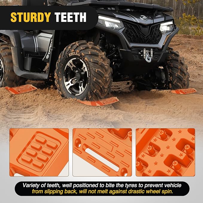 Nilight Recovery Offroad Traction Boards Mini Short Emergency Tire Tracks Mats For 4WD 4X4 ATV UTV on Mud Sand Snow (2PCS Orange)