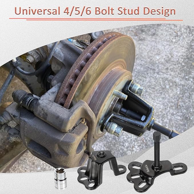 Front Wheel Hub Puller Bearing Removal Tool for 3-3/4 to 4-1/2 Inch IDs, Rear Axle Puller Set for 4-1/2 to 5-1/2 Inch IDs, Flange Type Axle Remover Tool with 5/8 inch x 18 Forcing Bolt