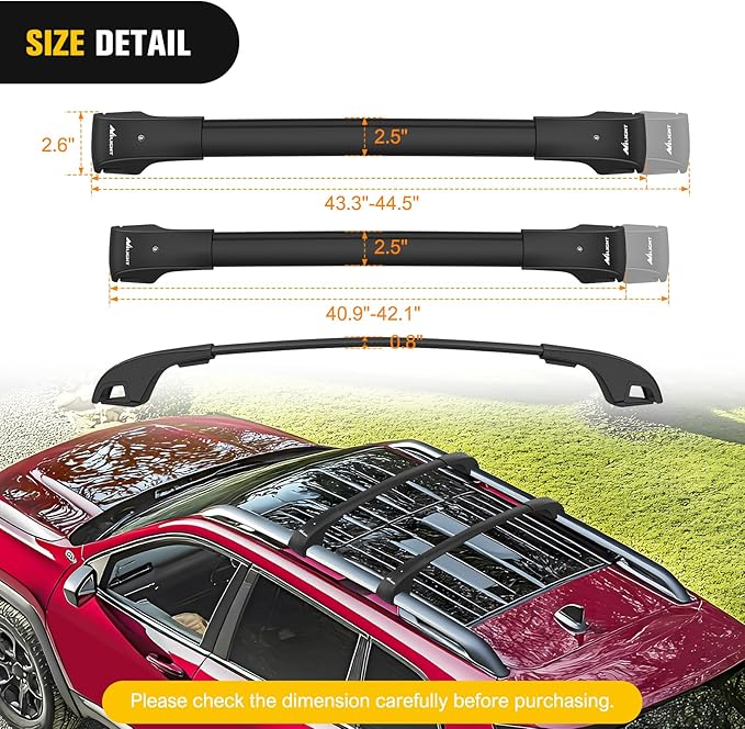 Nilight Roof Rack Cross Bars Fit for Jeep Cherokee 2014 2015 16 17 18 19 20 21 2022 2023 with Side Rails, Adjustable Aluminum Car Crossbars for Cargo Carrier Luggage Bike Kayak Rooftop Tent Snowboard