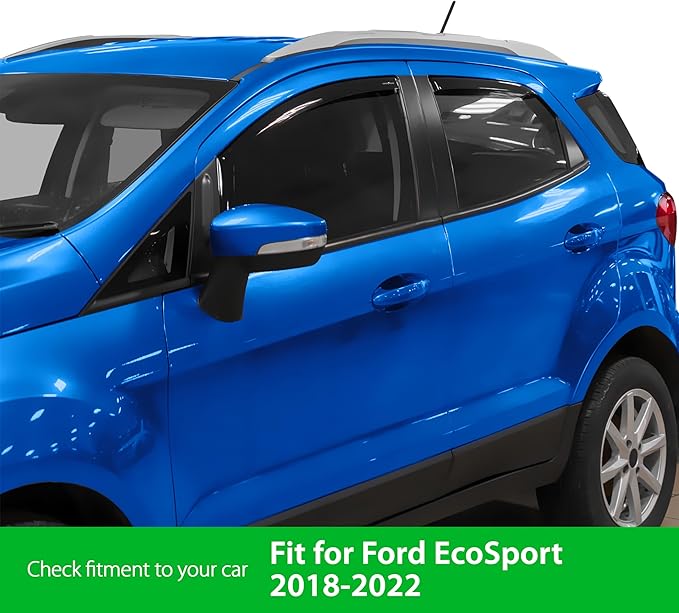 Goodyear Shatterproof in-Channel Window Deflectors for Ford EcoSport 2018-2022, Rain Guards, Window Visors for Cars, Vent Deflector, Car Accessories, 4 pcs - GY007890