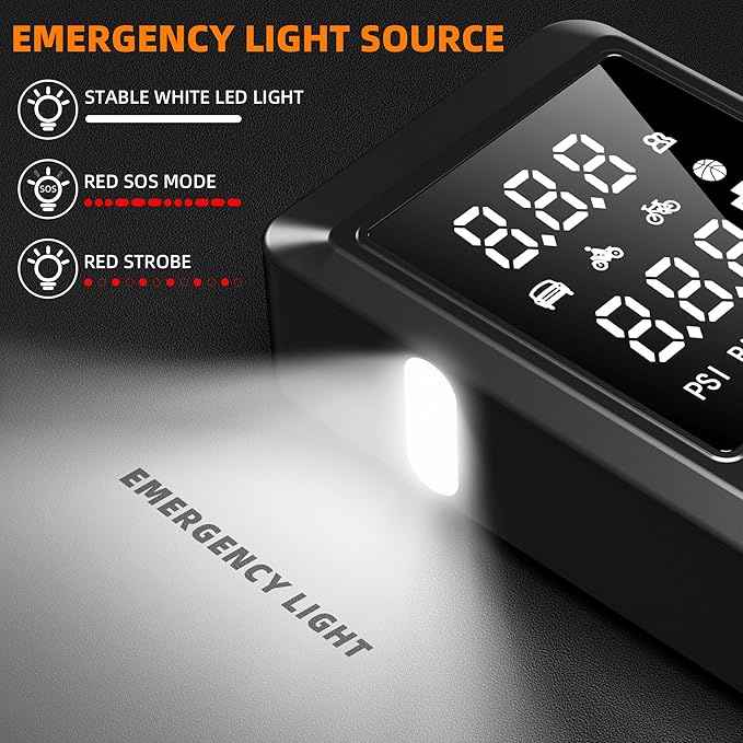 Jump Starter with Air Compressor, 4000A 12V Car Battery Jumper Starter Box (10.0L Gas/8.0L Diesel) with Jumper Cables, LCD Display, 150PSI Tire inflator, LED Flashlight & Power Bank