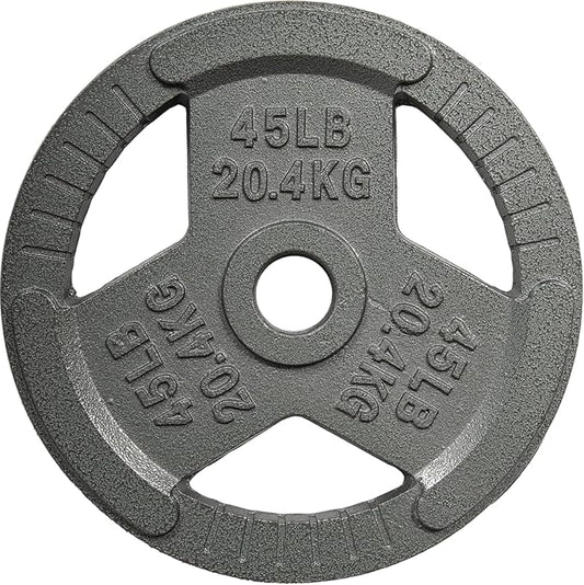 Yes4All Tri-Grip Handles Cast Iron Olympic Weight Plates, 2-Inch Weight Plates for Weight Lifting with Smooth and Durable Finish, Suitable for Strength Training Exercises (Single, Pair and Set)