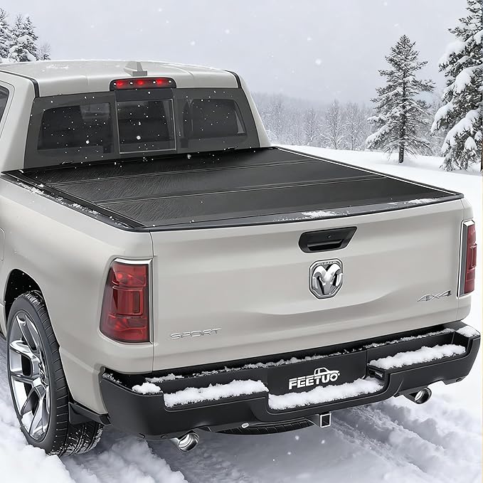 HTL Low-Profile Hard Tri-Fold Tonneau Cover Compatible with 2009-2025 Ram 1500 with 5.7FT Bed (67.4") w/o RamBox Truck Bed w/Track System