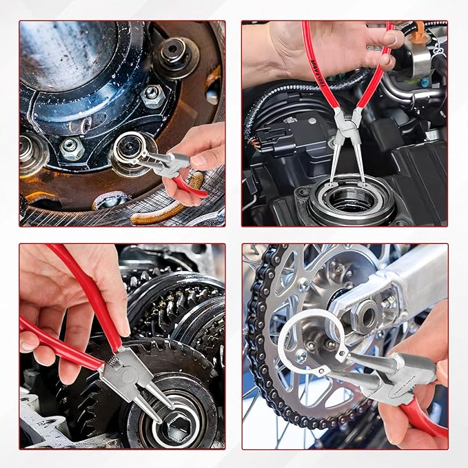 TOOLEAGUE 4 Pcs Snap Ring Pliers Set, Circlip Pliers, 13 inches Internal/External Heavy Duty for Ring Remover Retaining Straight Bent Lock Ring Pliers Set