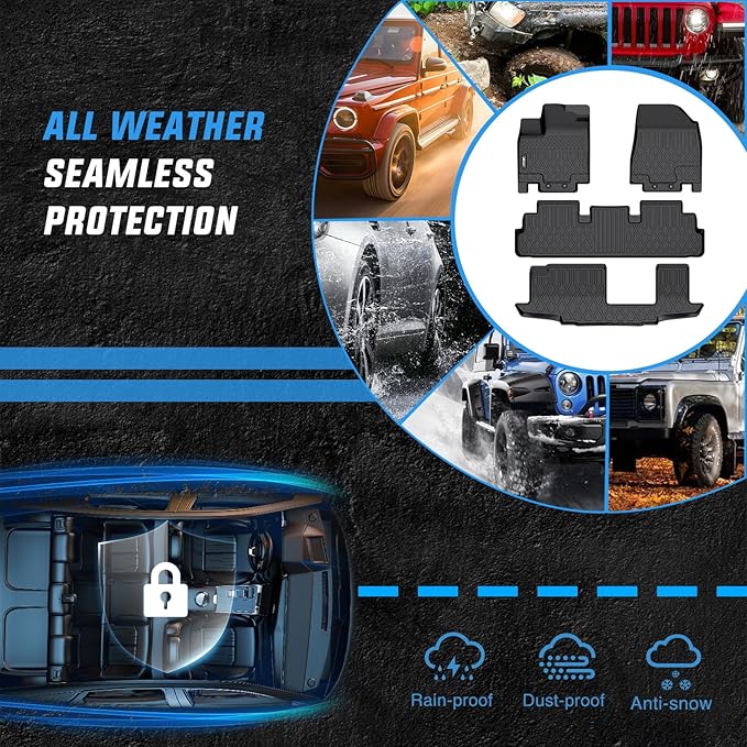 Nilight TPE Floor Mats for Nissan Pathfinder 8 Seater 2022-2025 / Infiniti QX60 7 Seater 2022 2023 2024 2025 All Weather Custom Fit Heavy Duty Floor Liners